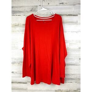 Isaac Mizrahi Women’s Plus 5X Red Cotton Long Sleeve Blouse Top New